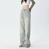 Washed Harajuku Drawstring Casual Floor-Length Denim Jeans